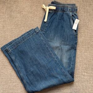 Gap Wide Leg - High Rise Drawstring Jeans - Large